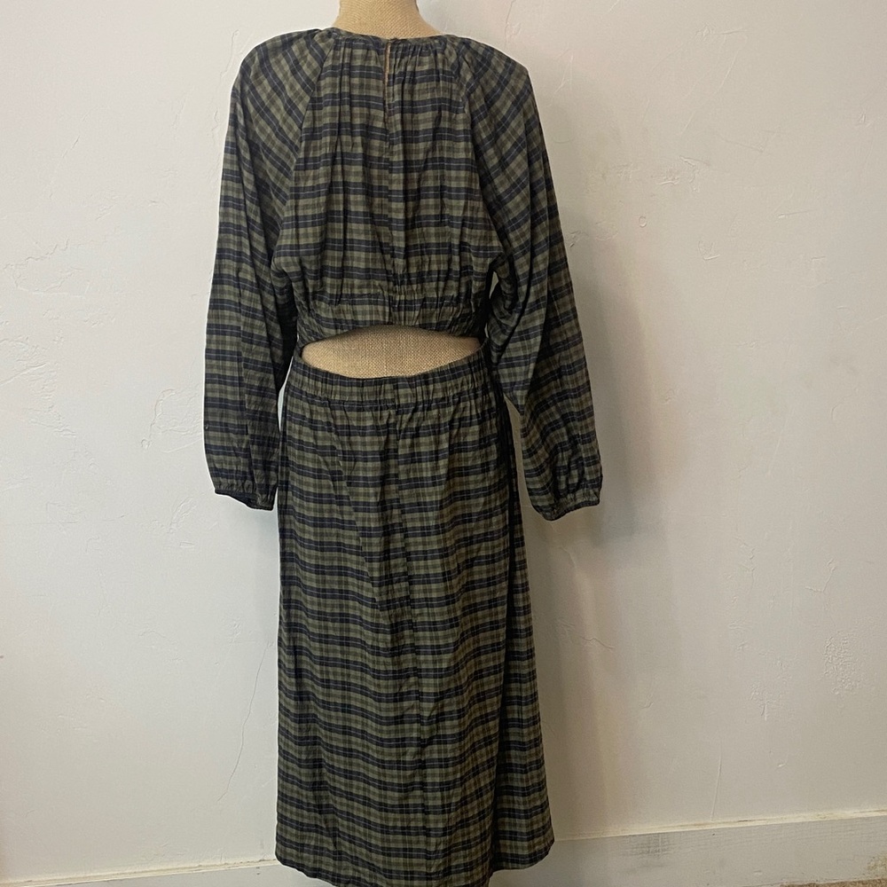 H&M Plaid Long Sleeve Dress with Peekaboo Lower Back Opening